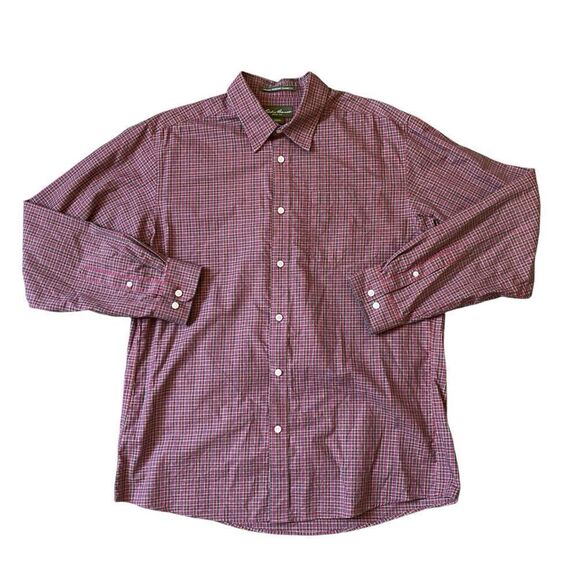 Eddie Bauer Plaid Button Down Wrinkle Resistant Classic Fit Large - Picture 1 of 11